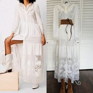 NWT French Connection Adeona White Lace Embroidered Maxi Dress Size 8